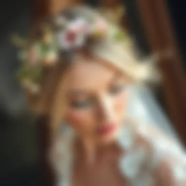 Bridal Floral Headband with Wildflowers Bridal floral headband featuring delicate wildflowers and lace