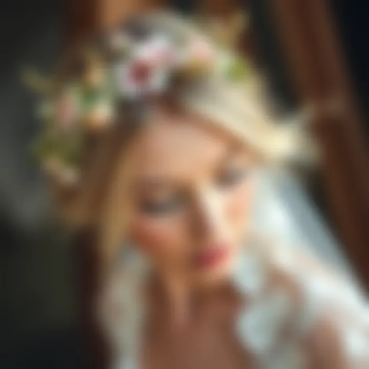 Bridal Floral Headband with Wildflowers Bridal floral headband featuring delicate wildflowers and lace