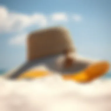 Stylish Full Brim Fishing Hat A stylish full brim fishing hat on a sunlit beach