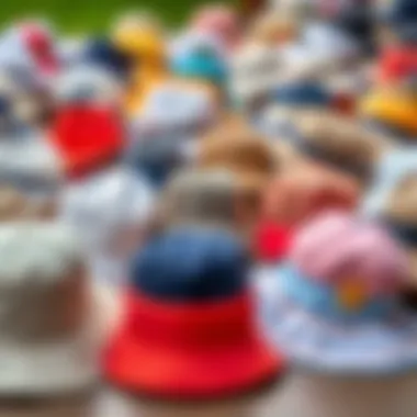 Variety of Full Brim Fishing Hats Group of fishing hats in various colors and designs