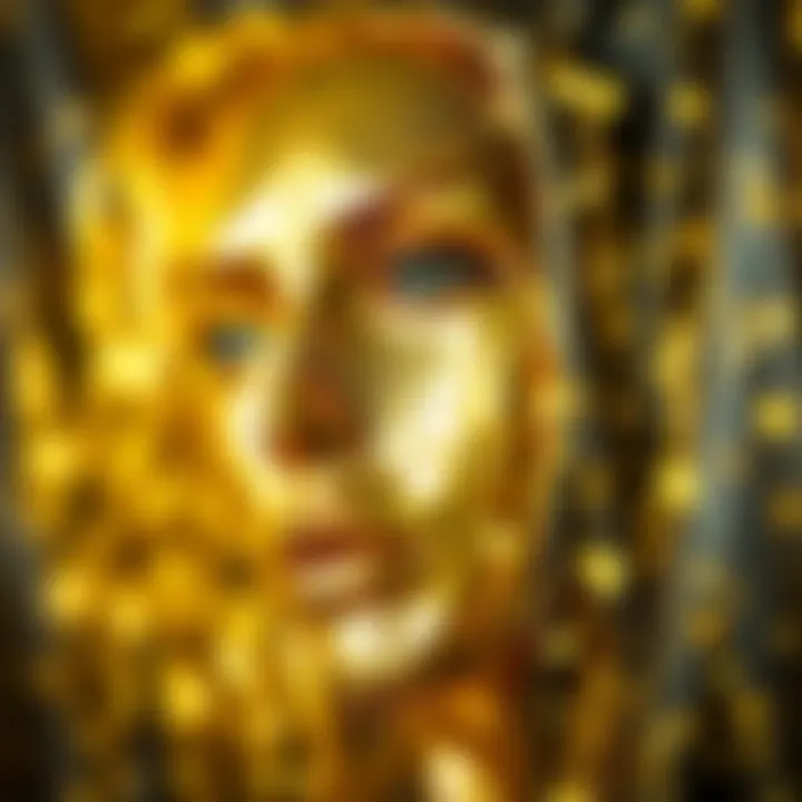 Contemporary Art Featuring Gold Foil Flakes Gold foil flakes used in a modern art piece showcasing creativity