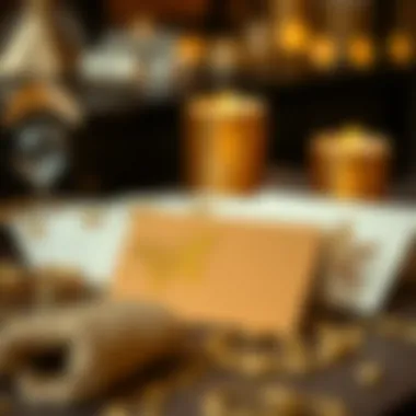 Diverse Materials for Gold Wedding Thank You Cards Variety of materials used for gold wedding thank you cards