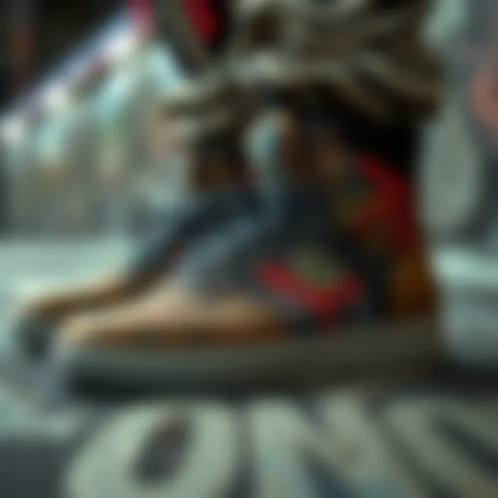 Detailed Artwork on Footwear Close-up of graffiti shoes showcasing intricate designs