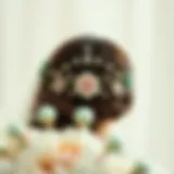 A beautifully adorned bridal tiara featuring intricate floral designs.