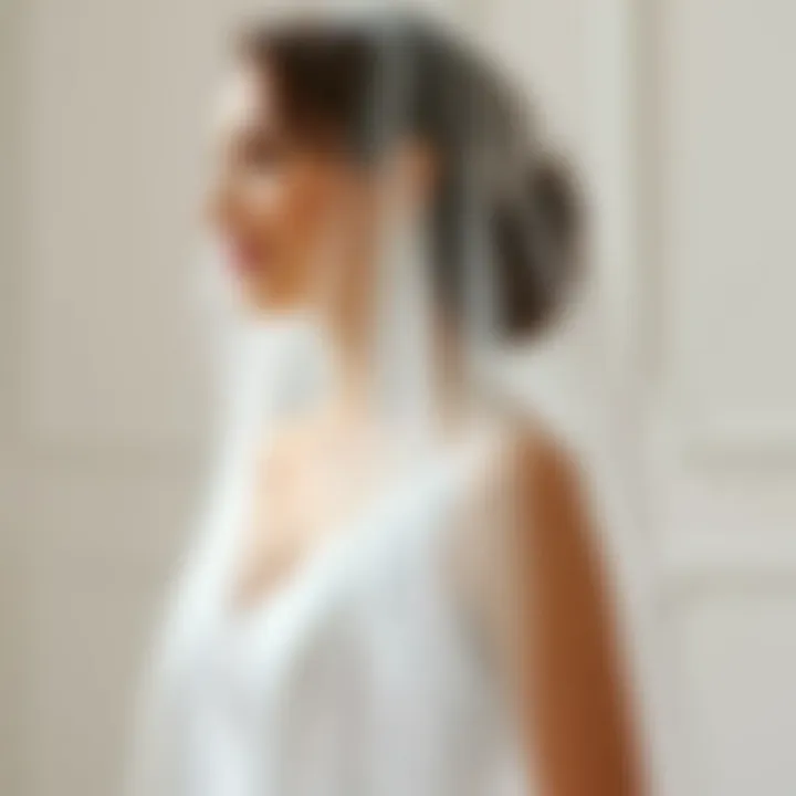 Elegant Wedding Veil Complementing Bridal Gown A traditional wedding veil draped elegantly over a stunning gown.