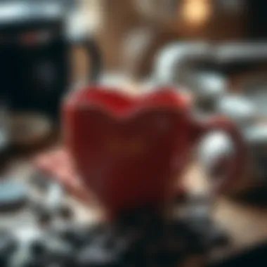 Artisan Craftsmanship in Heart-Shaped Mugs Close-up of the craftsmanship of a heart-shaped mug