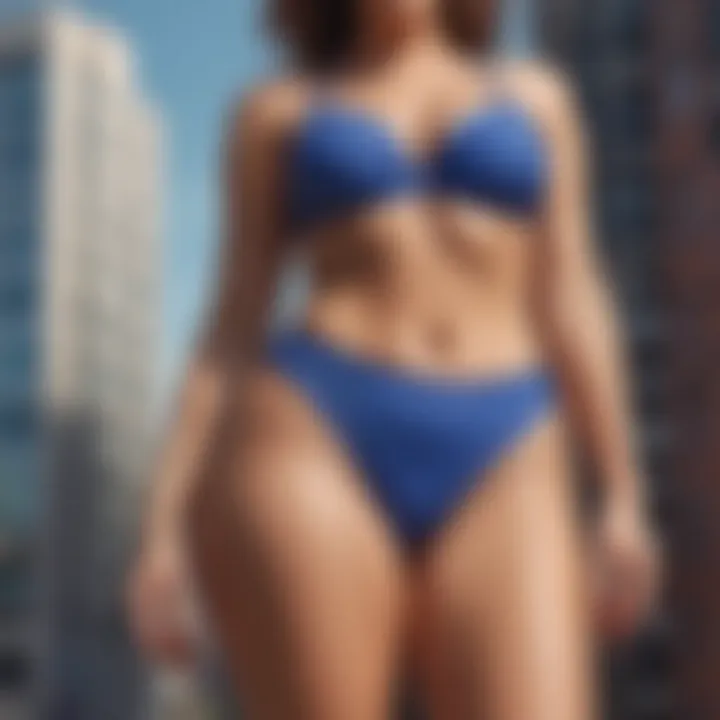 A model demonstrating the perfect fit of a high rise string bikini, emphasizing body positivity and confidence.