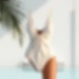 Elegant high rise swimming suit displayed on a minimalist background