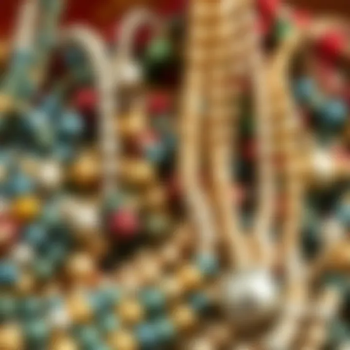 Vintage garland beads from different eras displayed together