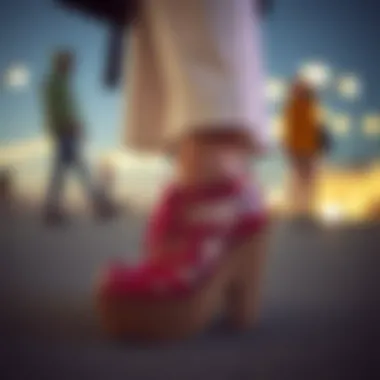 Fashion Ensemble with Hollow Platform Shoes A fashion ensemble featuring hollow platform shoes, emphasizing personal style.