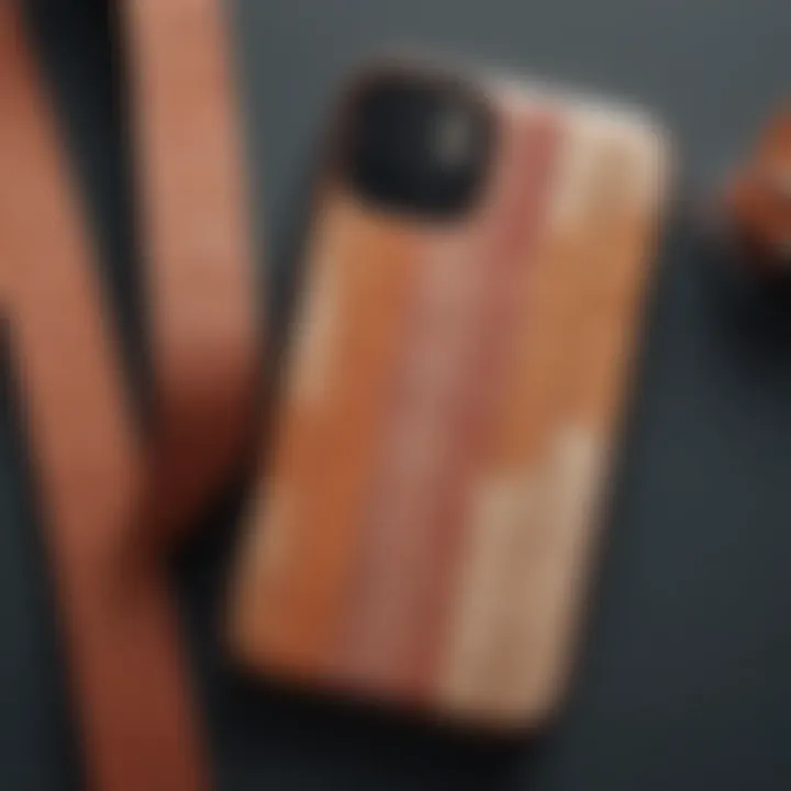 Close-up of various materials used in iPhone 11 cases with straps