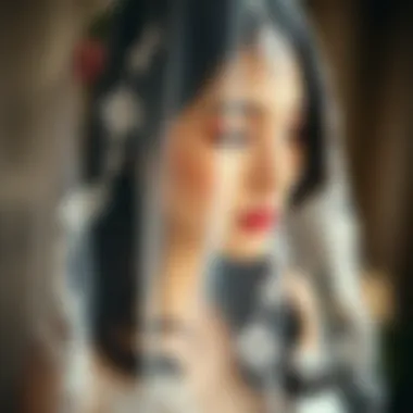 Intricate veil adorned with floral patterns and delicate embroidery