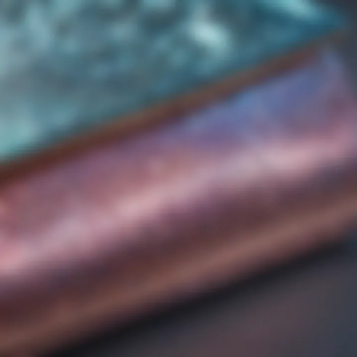 Close-up of the shimmering texture of an iridescent clutch