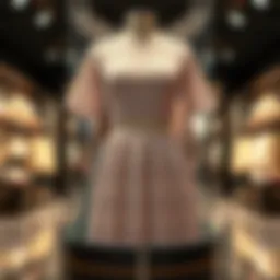 Elegant lace two-piece skirt set displayed on a mannequin