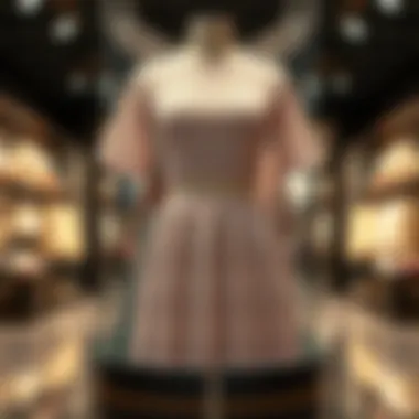 Elegant Display of Lace Two-Piece Skirt Set Elegant lace two-piece skirt set displayed on a mannequin