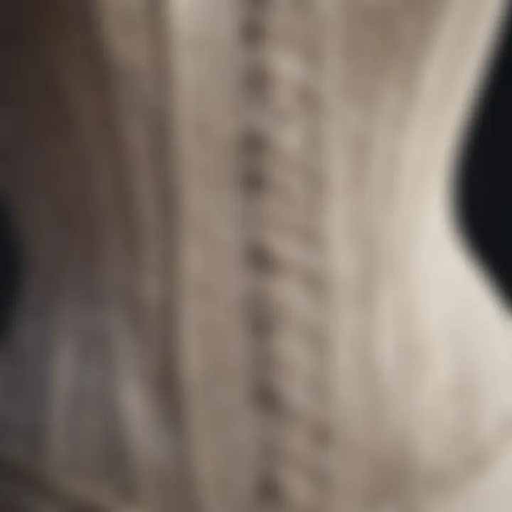 Close-up of a corset's boning and stitching highlighting craftsmanship.