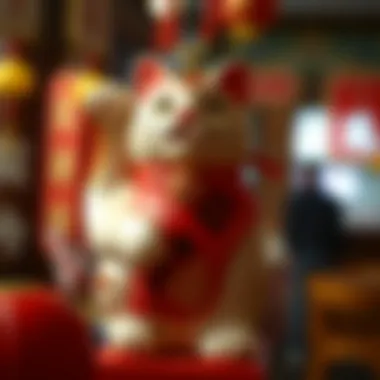 Symbolism of Fortune in Lucky Cat Design Symbolic representation of fortune and prosperity embodied in a lucky cat motif