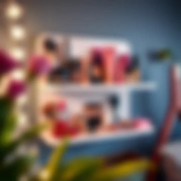 Compact Wall-Mounted Makeup Shelf Compact wall-mounted makeup shelf maximizing space efficiency