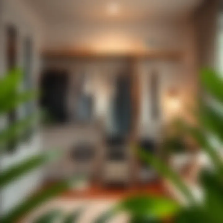 Stylish Implementation of Organizers A stylish room layout featuring practical implementation of clothes hanger organizers.