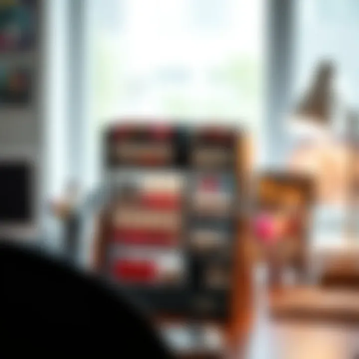 Nail Art Stands in Creative Workspaces Stylish nail art stand in a personal workspace, emphasizing creativity and organization.