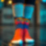 Vibrant Custom Face Socks A pair of custom socks featuring a vibrant printed face design.