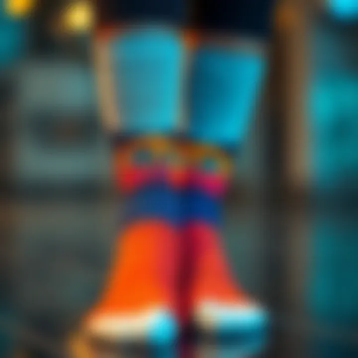 Vibrant Custom Face Socks A pair of custom socks featuring a vibrant printed face design.