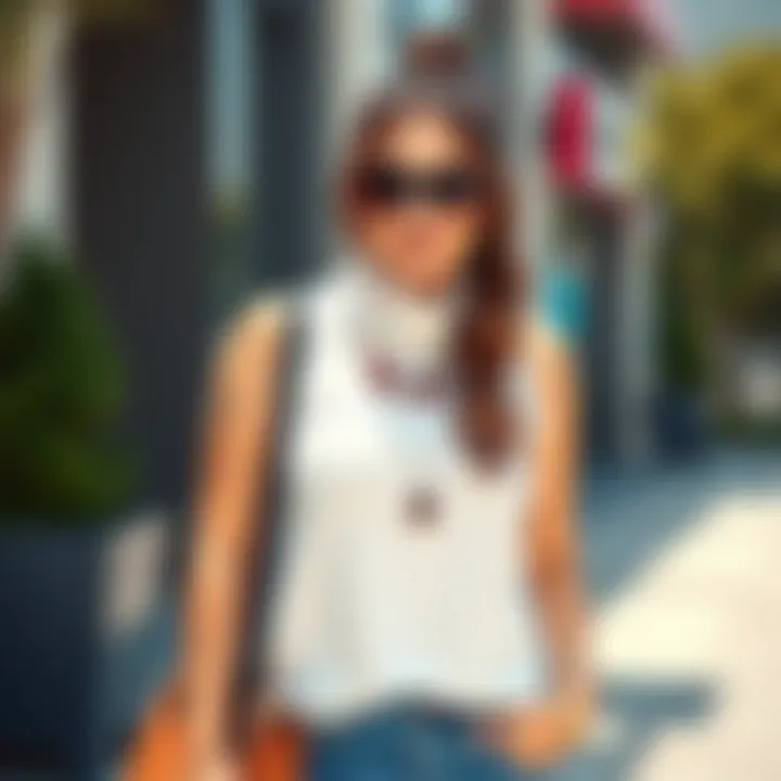 Casual Look with Accessories and Turtleneck Casual look featuring a plus size sleeveless turtleneck paired with accessories