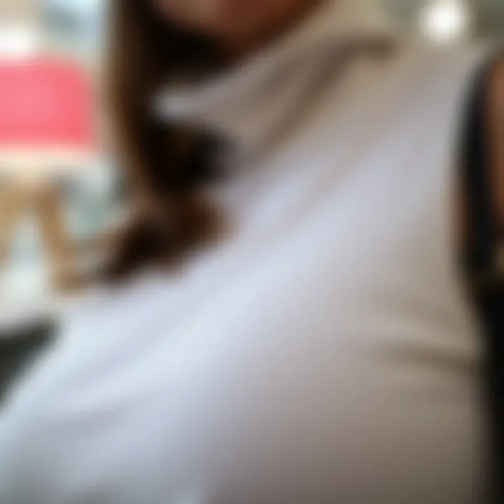 Fabric Texture of Sleeveless Turtleneck Close-up of fabric texture of a sleeveless turtleneck top