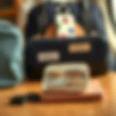 Compact earring holder displayed in a travel setting