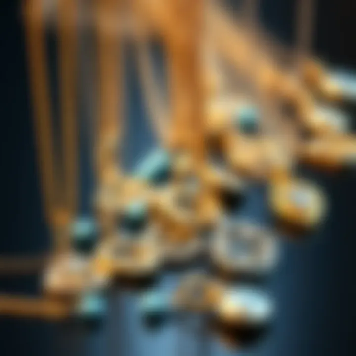 An array of promise necklaces showcasing different materials like gold and silver