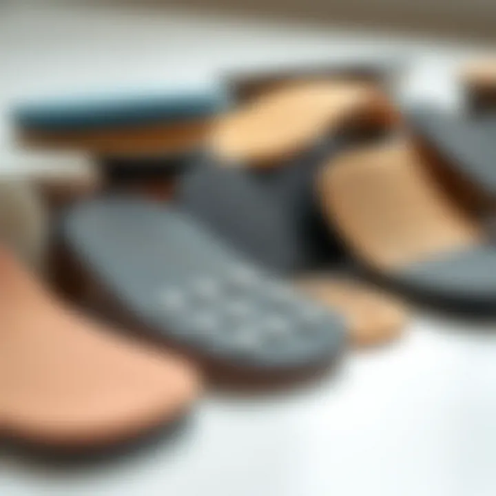 An assortment of metatarsal pads made from various materials