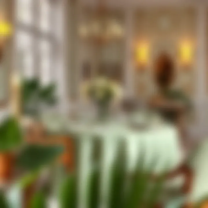 Sophisticated Dining with Sage Green Accents Elegant dining setup featuring sage green table cover