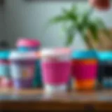 Diverse Designs of Silicone Cup Covers A collection of vibrant silicone tea cup covers showcasing various colors and designs