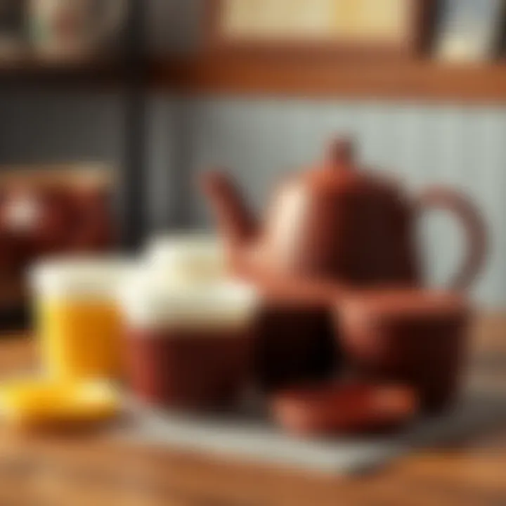 Practical Applications of Silicone Cup Covers An arrangement of silicone tea cup covers next to a teapot, demonstrating their practical use