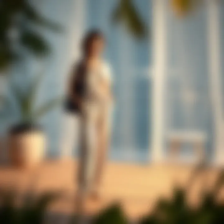 A serene environment illustrating the comfort of wearing silk casual pants