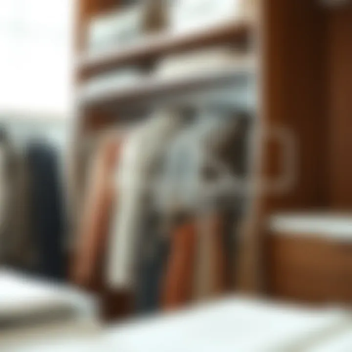 Organized Wardrobe with Stainless Steel Hangers Neatly organized wardrobe featuring stainless steel pants hangers