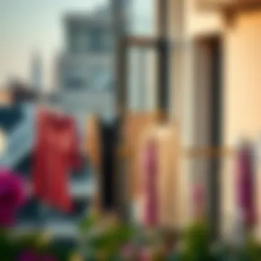 Chic Design for Balcony Clothes Drying Stylish balcony with modern clothes drying setup