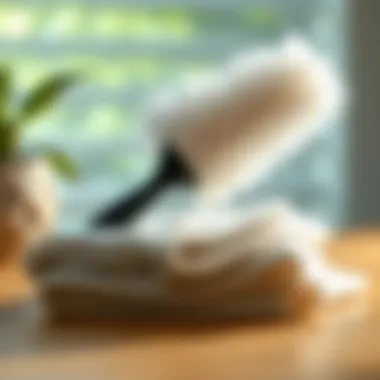 Sustainable aspects of microfiber cleaning tools illustrated with eco-friendly elements