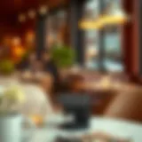 Elegant table purse hook in a chic cafe setting