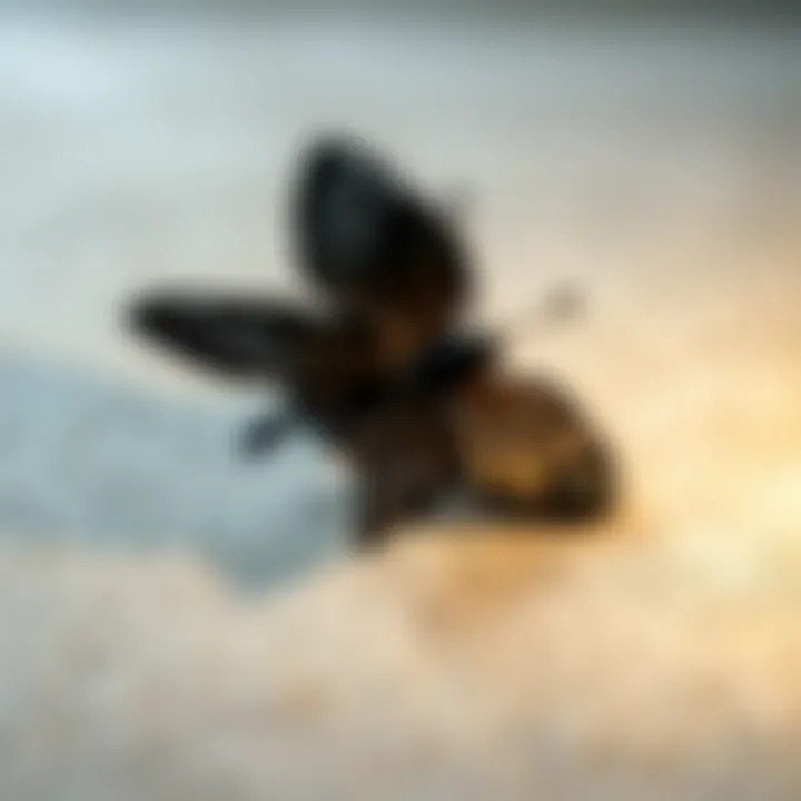 Elegant black butterfly hair clip displayed on a textured background