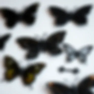 Variety of black butterfly hair clips showcasing different designs