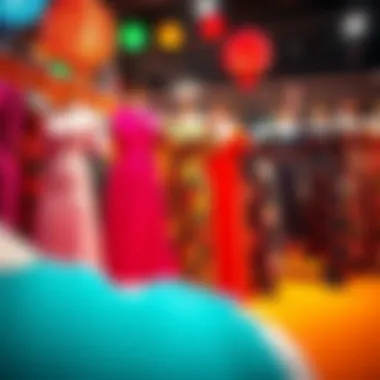 Vibrant 60s Disco Dresses A vibrant display of 60s disco dresses showcasing various colors and patterns.