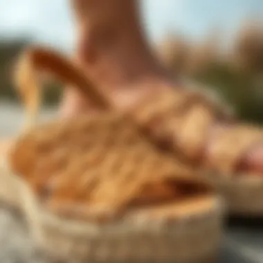 Sustainable Materials in Espadrille Sandals Close-up of sustainable materials used in espadrille sandals
