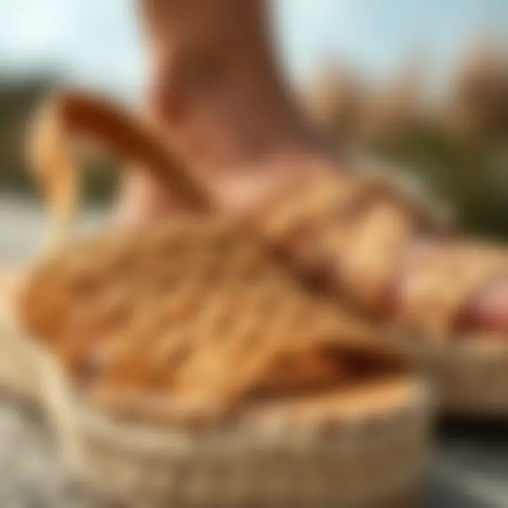 Sustainable Materials in Espadrille Sandals Close-up of sustainable materials used in espadrille sandals