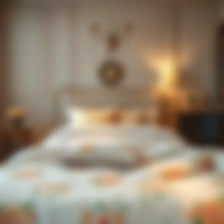 Stylish bedroom featuring a blend of French decor and duvet cover