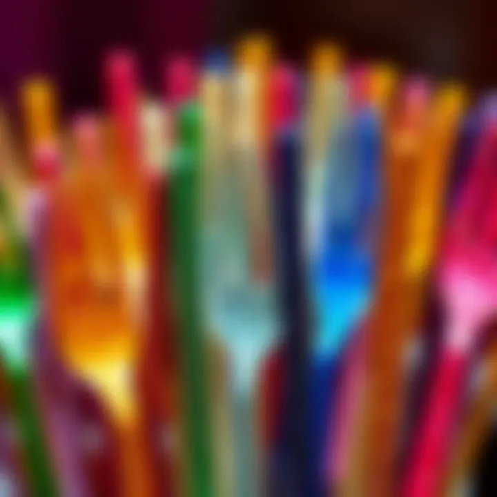 Diverse Designs: The Spectrum of Glitter Forks An array of glitter forks in various colors and designs