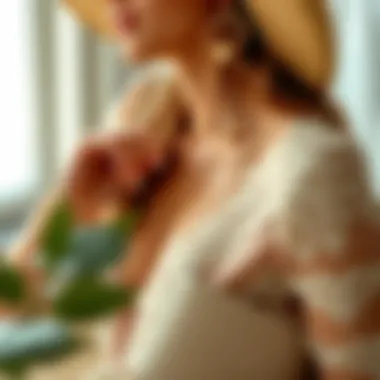 Sophisticated Outfit with Lace Elements A beautifully arranged outfit featuring lace elements for sophistication