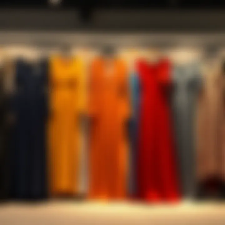 A collection of modest floor-length dresses displayed elegantly