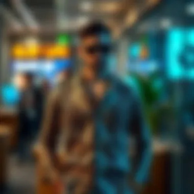 Fashionable Outfit with Snakeskin Shirt A fashionable outfit featuring a snakeskin shirt in a trendy setting