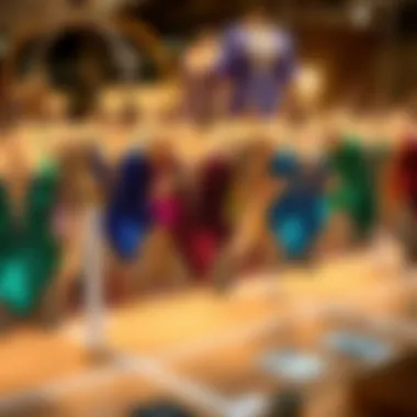 Elegant display of various glitter bodysuits in different colors